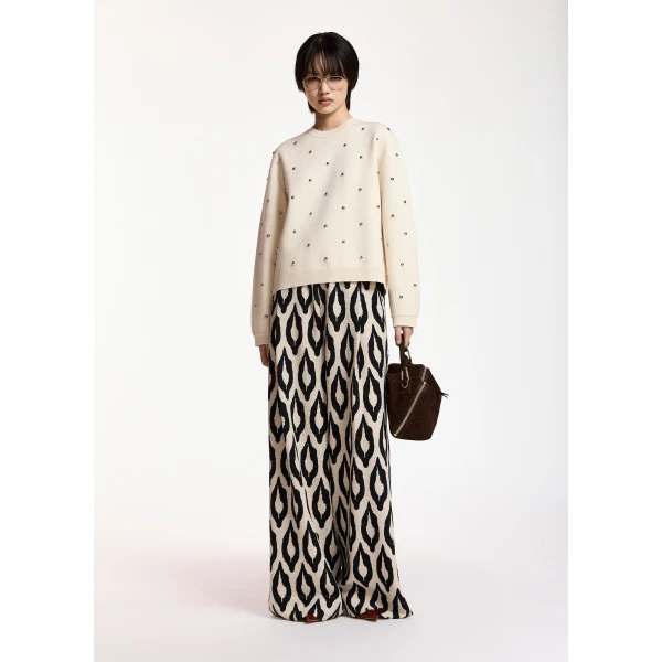 Essentiel Antwerp Cream stud-embellished sweatshirt Knit, view 4