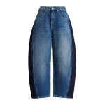 Essentiel Antwerp Dark blue and black panelled barrel-leg jeans