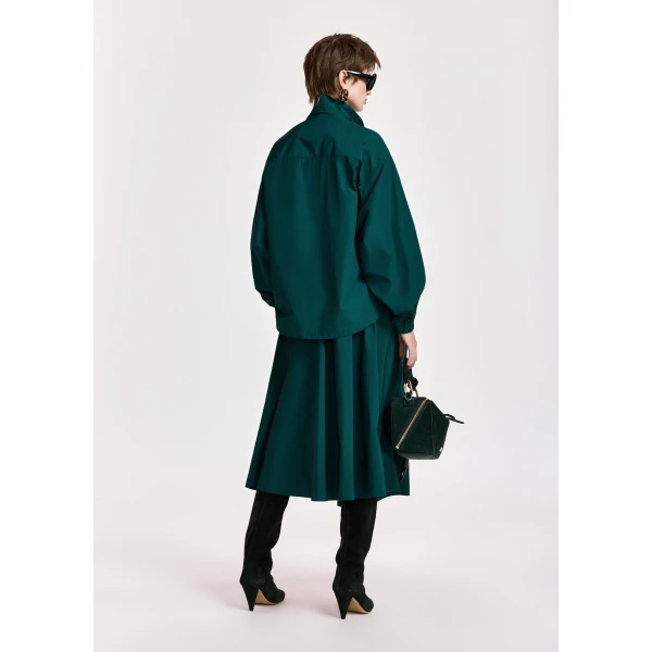 Essentiel Antwerp Dark green midi-length a-line skirt, view 5