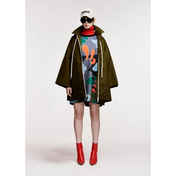 Essentiel Antwerp Dark green oversized hooded rain coat, view 2