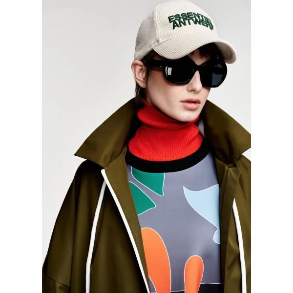 Essentiel Antwerp Dark green oversized hooded rain coat, view 4