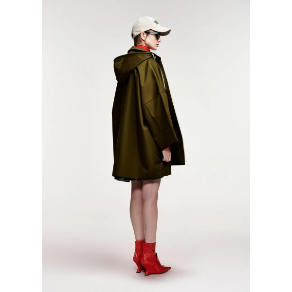 Essentiel Antwerp Dark green oversized hooded rain coat, view 5