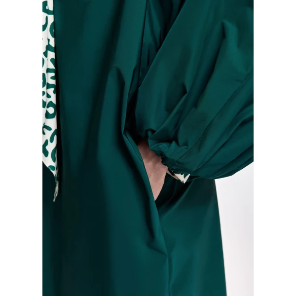 Essentiel Antwerp Dark green oversized mini dress with voluminous sleeves, view 5