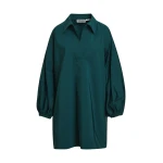 Essentiel Antwerp Dark green oversized mini dress with voluminous sleeves