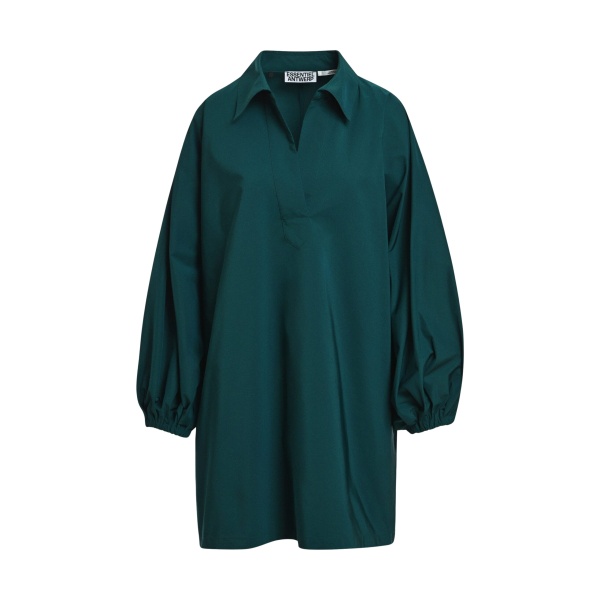 Essentiel Antwerp Dark green oversized mini dress with voluminous sleeves