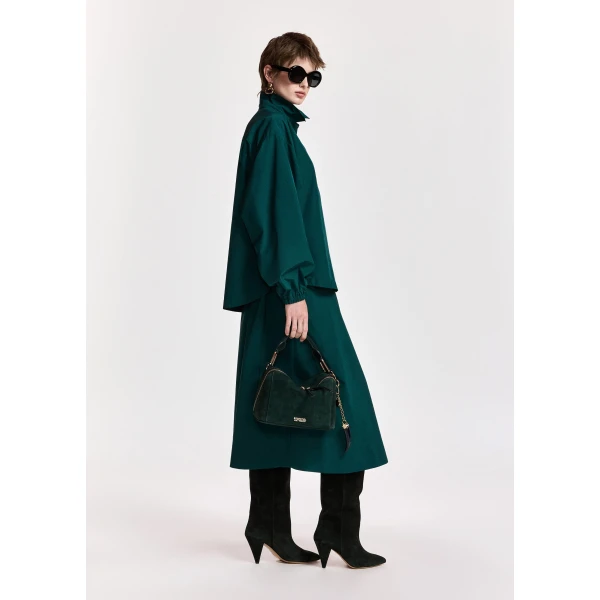 Essentiel Antwerp Dark green oversized shirt with voluminous sleeves, view 4