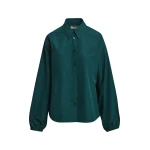 Essentiel Antwerp Dark green oversized shirt with voluminous sleeves