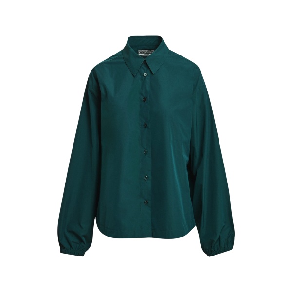 Essentiel Antwerp Dark green oversized shirt with voluminous sleeves