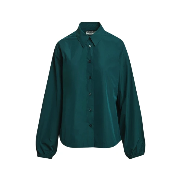 Essentiel Antwerp Dark green oversized shirt with voluminous sleeves
