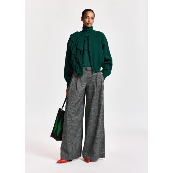Essentiel Antwerp Dark green ribbed wool-blend turtleneck sweater, view 5