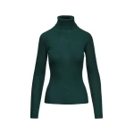 Essentiel Antwerp Dark green ribbed wool-blend turtleneck sweater