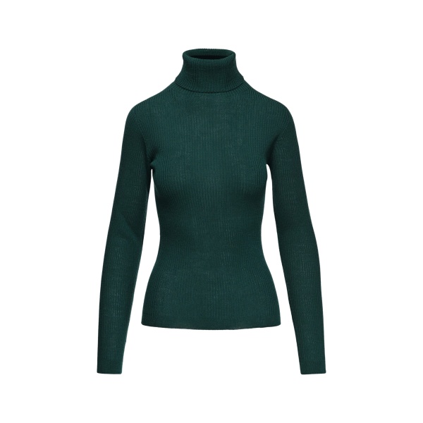 Essentiel Antwerp Dark green ribbed wool-blend turtleneck sweater