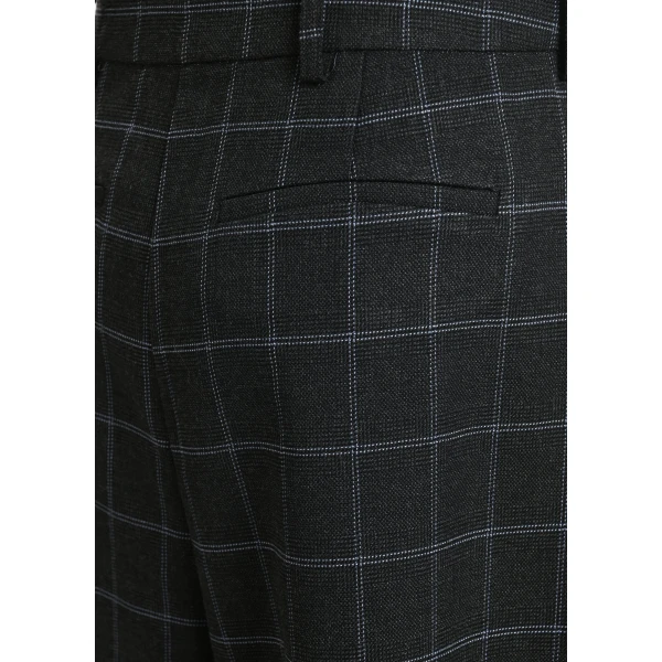 Essentiel Antwerp Dark grey and off-white pleated wide-leg bermuda pants, view 6