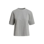 Essentiel Antwerp Dark grey organic cotton T-shirt with grey subtle logo patch Top