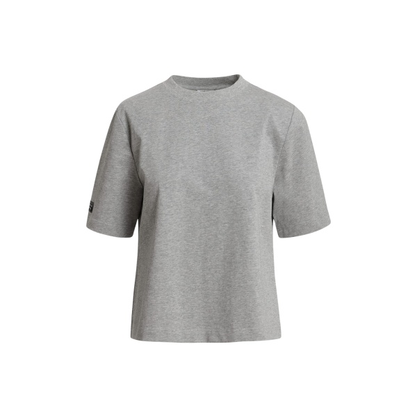 Essentiel Antwerp Dark grey organic cotton T-shirt with grey subtle logo patch Top