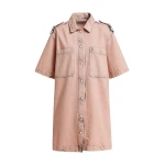 Essentiel Antwerp Dusty pink dirty-wash denim shirt dress