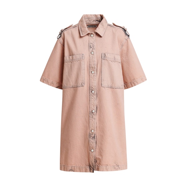 Essentiel Antwerp Dusty pink dirty-wash denim shirt dress