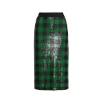 Essentiel Antwerp Green and black sequin-embellished pencil skirt
