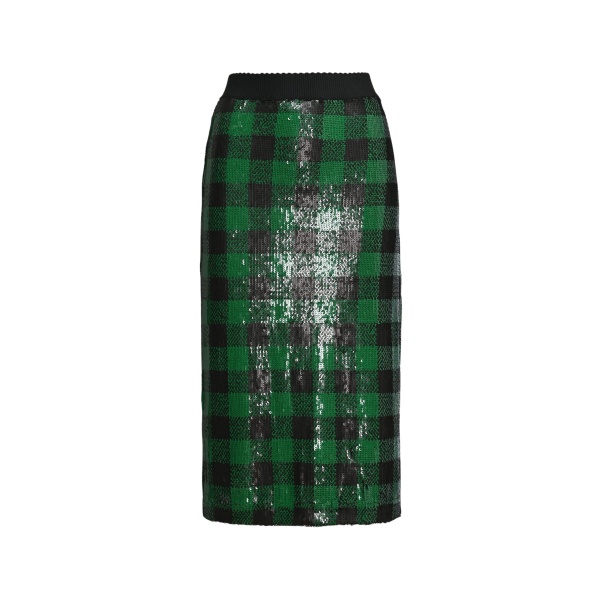 Essentiel Antwerp Green and black sequin-embellished pencil skirt