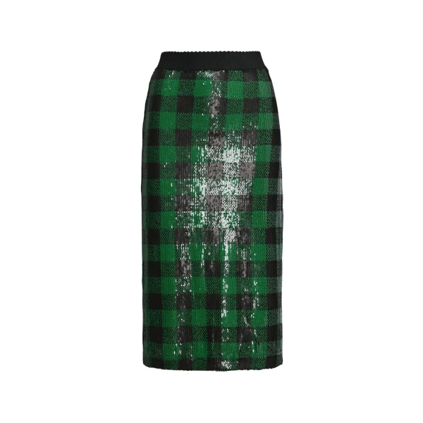 Essentiel Antwerp Green and black sequin-embellished pencil skirt