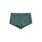 Essentiel Antwerp Green, black and off-white checked wool-blend shorts
