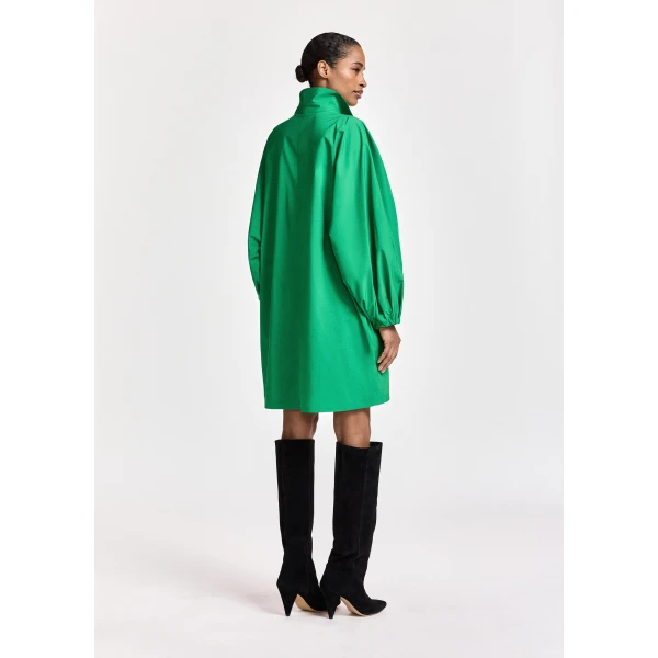 Essentiel Antwerp Green oversized mini dress with voluminous sleeves, view 3