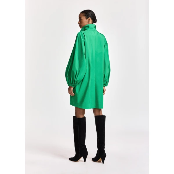 Essentiel Antwerp Green oversized mini dress with voluminous sleeves, view 4