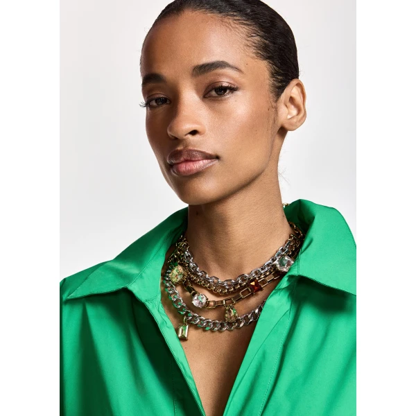 Essentiel Antwerp Green oversized mini dress with voluminous sleeves, view 5