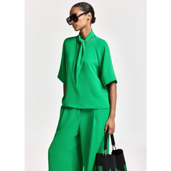 Essentiel Antwerp Green scarf-like collar top, view 3