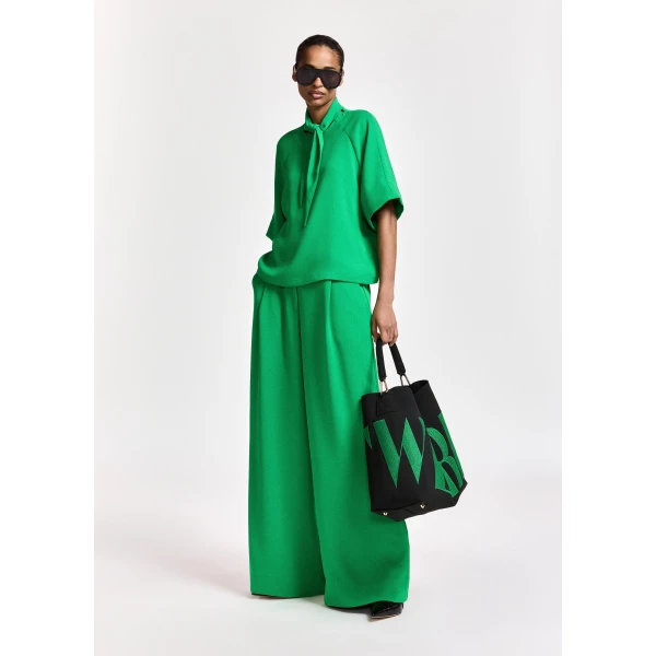 Essentiel Antwerp Green scarf-like collar top, view 4