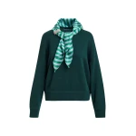 Essentiel Antwerp Green wool-blend sweater with embellished striped scarf detail