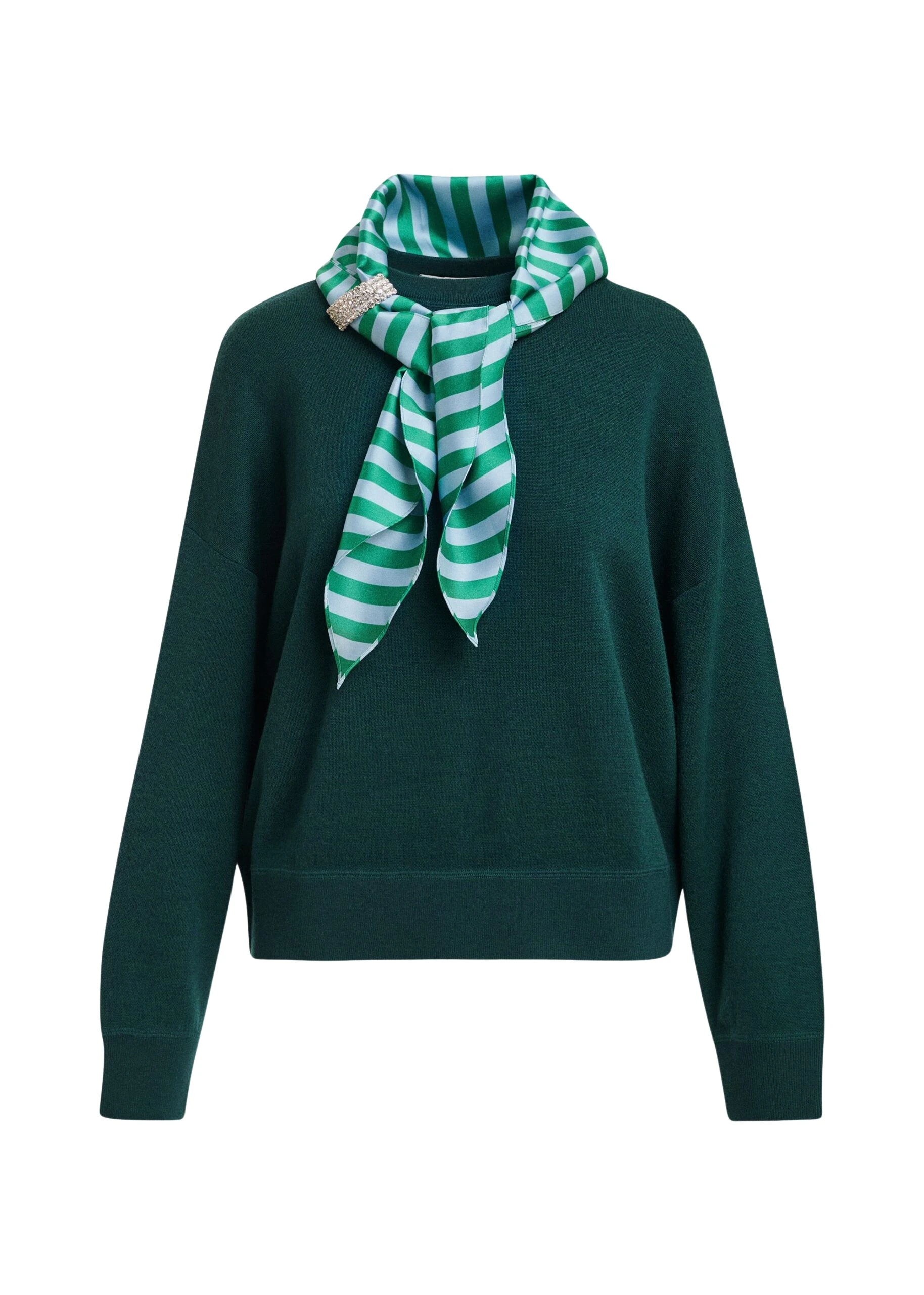 Essentiel-Antwerp-Green-wool-blend-sweater-with-embellished-striped-scarf-detail-scaled59914_nobg Essentiel Antwerp Green wool-blend sweater with embellished striped scarf detail