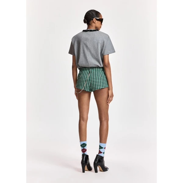 Essentiel Antwerp Grey T-shirt with black embellished collar Top, view 5