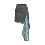 Essentiel Antwerp Grey draped checked mini skirt with blue and green floral underlay