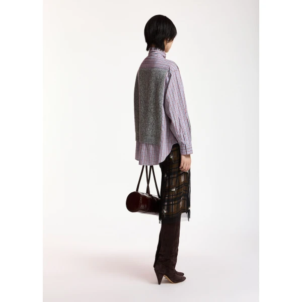 Essentiel Antwerp Grey, light blue and red layered knit vest shirt, view 5