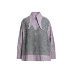 Essentiel Antwerp Grey, light blue and red layered knit vest shirt