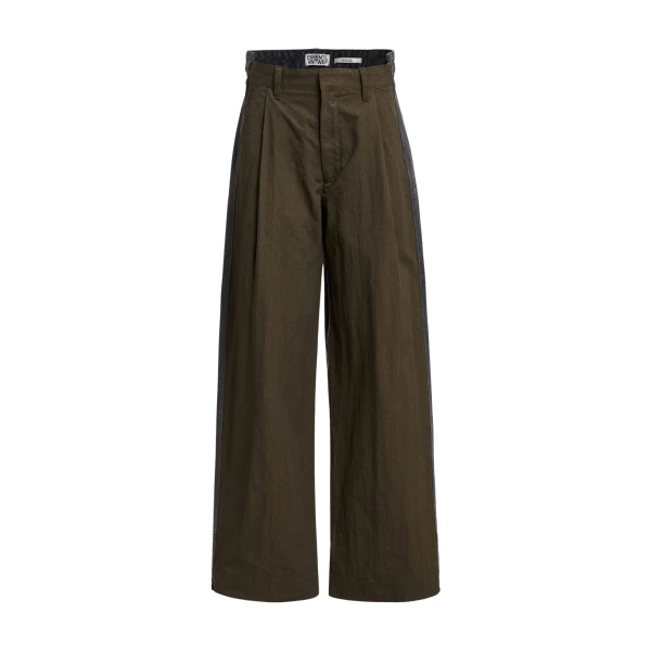 Essentiel Antwerp Khaki and black dual-fabric wide-leg pants