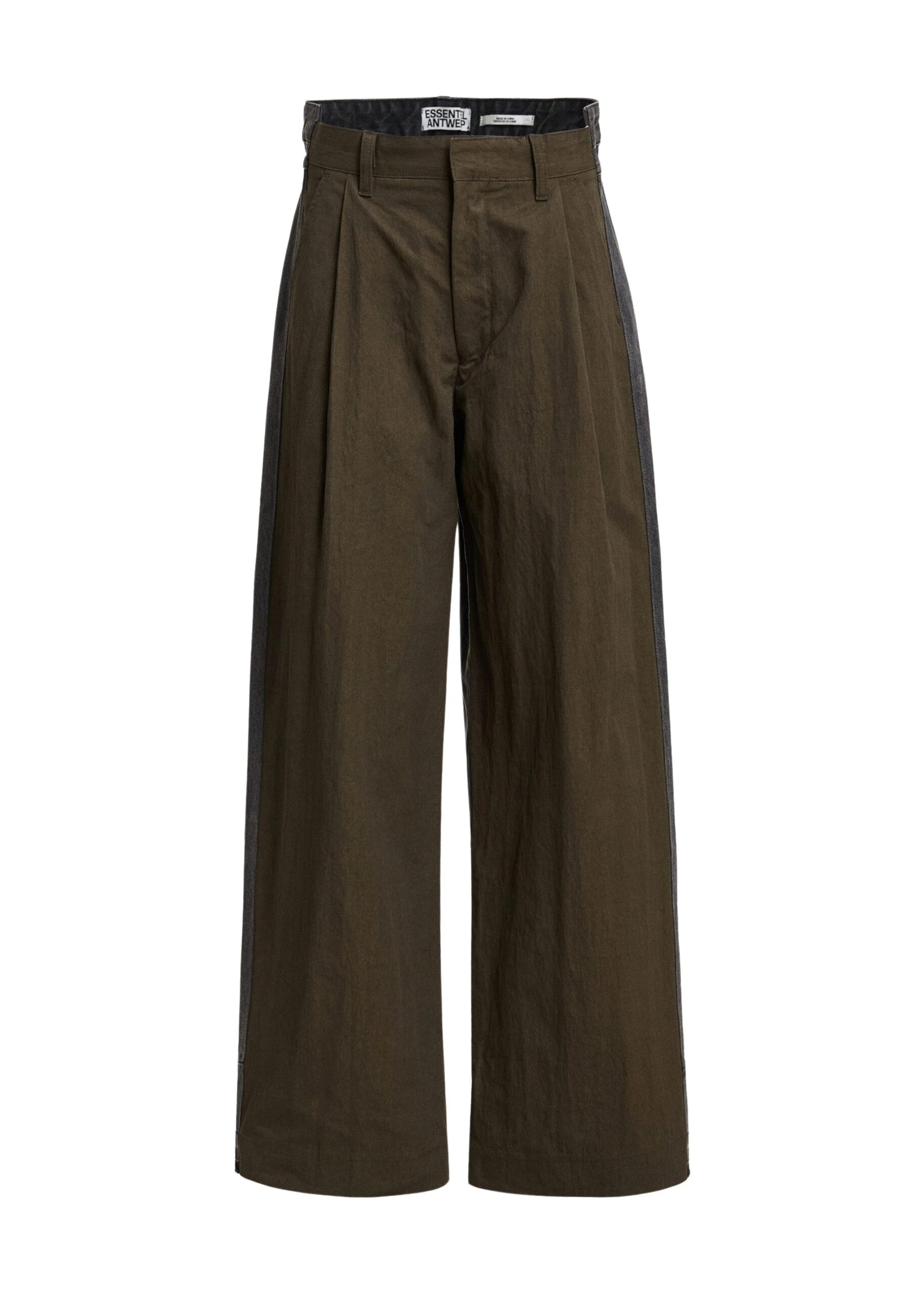 Essentiel-Antwerp-Khaki-and-black-dual-fabric-wide-leg-pants-scaled95714_nobg Essentiel Antwerp Khaki and black dual-fabric wide-leg pants