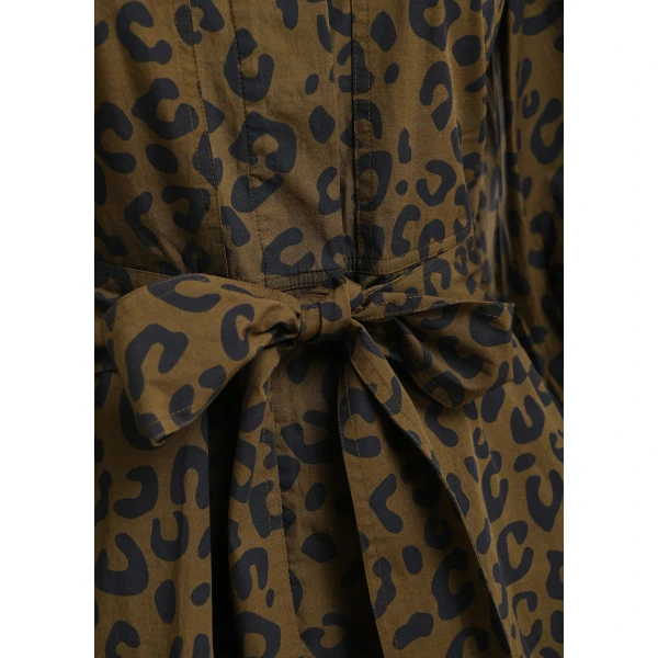 Essentiel Antwerp Khaki and black leopard-print mini shirt dress, view 6