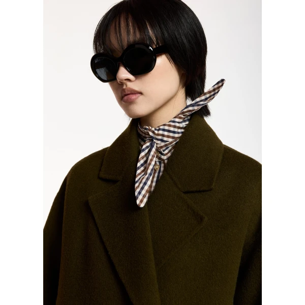 Essentiel Antwerp Khaki double breasted wool-cashmere blend jacket, view 3