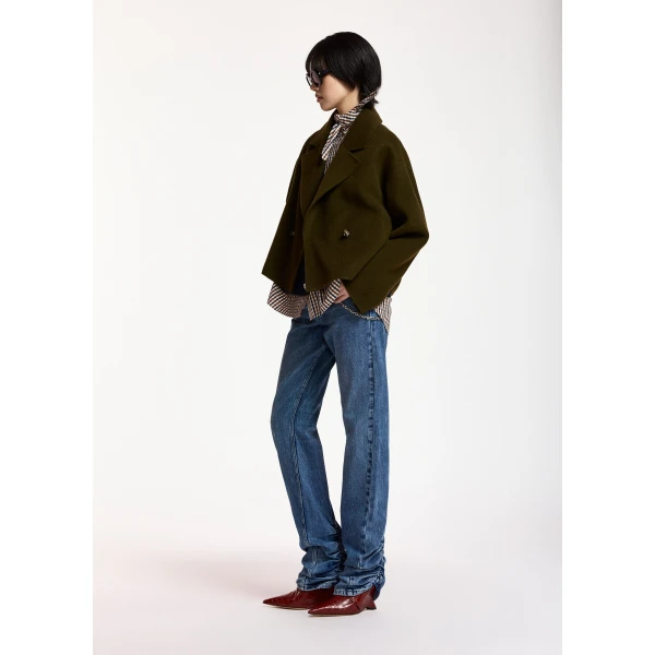 Essentiel Antwerp Khaki double breasted wool-cashmere blend jacket, view 4