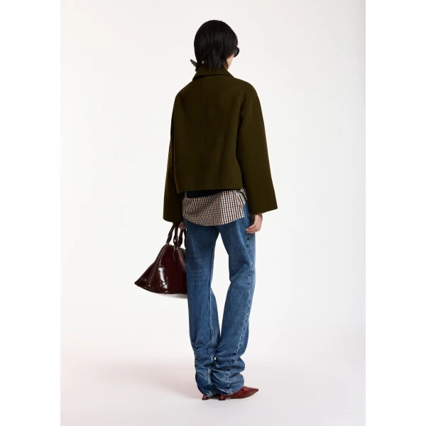 Essentiel Antwerp Khaki double breasted wool-cashmere blend jacket, view 5