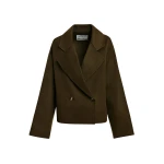 Essentiel Antwerp Khaki double breasted wool-cashmere blend jacket