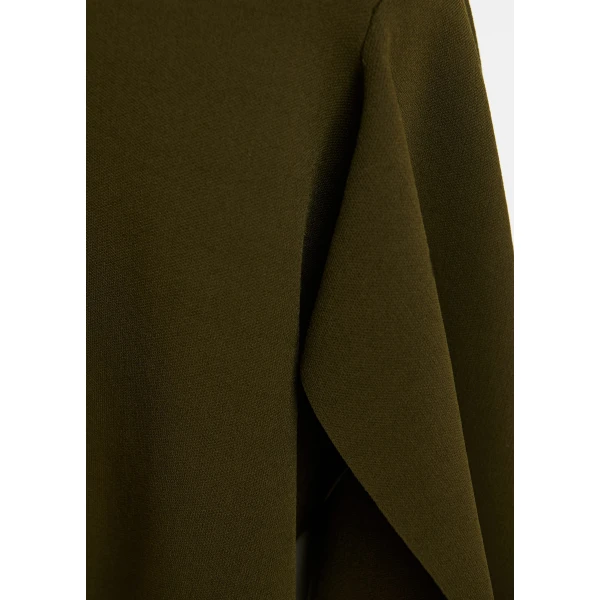 Essentiel Antwerp Khaki draped asymmetrical midi skirt, view 5
