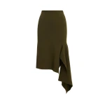 Essentiel Antwerp Khaki draped asymmetrical midi skirt