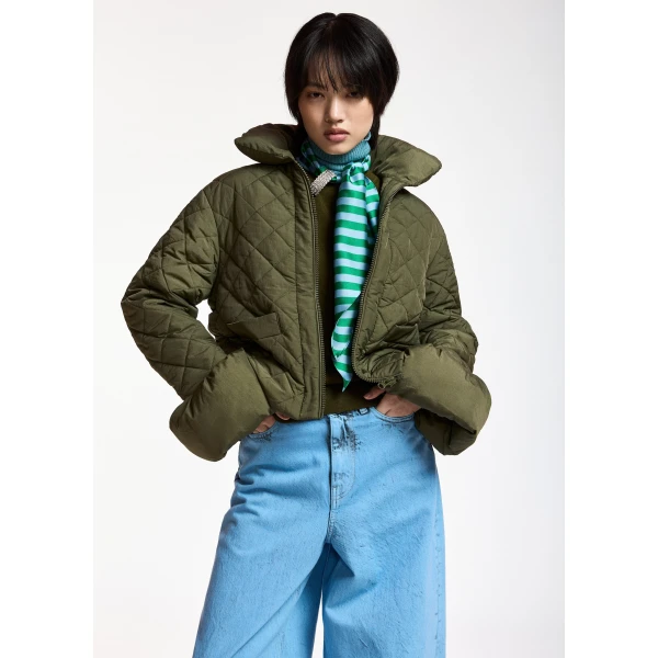 Essentiel Antwerp Khaki quilted padded jacket, view 2