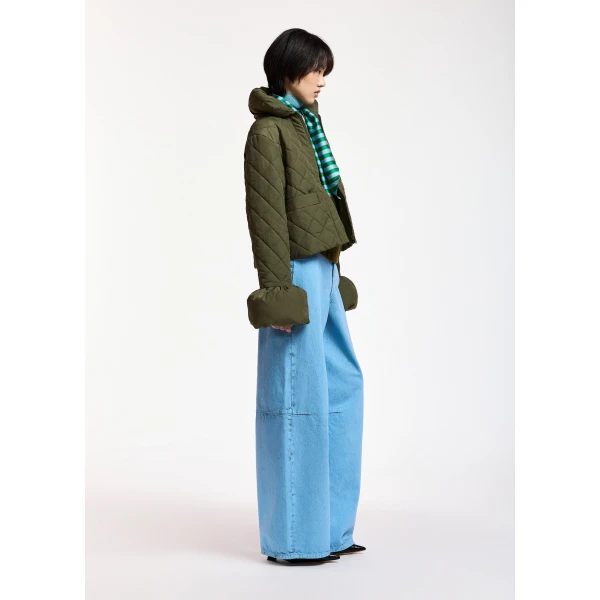 Essentiel Antwerp Khaki quilted padded jacket, view 3