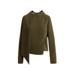 Essentiel Antwerp Khaki rhinestone-embellished draped top