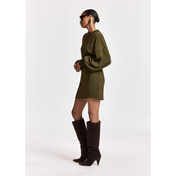 Essentiel Antwerp Khaki rhinestone-embellished mini dress, view 4