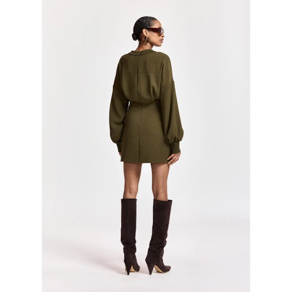Essentiel Antwerp Khaki rhinestone-embellished mini dress, view 5